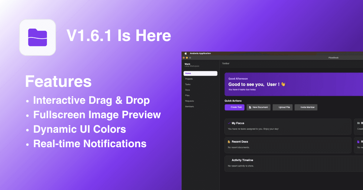 FlowDesk v1.6.1: Interactive Uploads & UI Polish